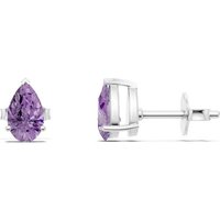 Amethyst Pear Stud Earrings in 18ct White Gold