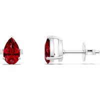 Ruby Pear Stud Earrings in 18ct White Gold
