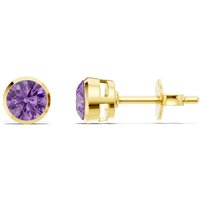 Amethyst Round Bezel 4mm Earrings in 18ct Gold