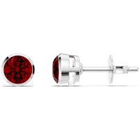Ruby Round Bezel 4mm Earrings in 18ct White Gold
