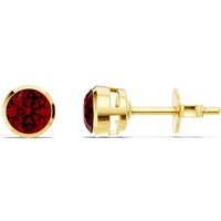 Ruby Round Bezel 4mm Earrings in 18ct Gold