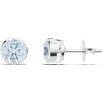 Aquamarine Round Bezel 5mm Earrings in 18ct White Gold