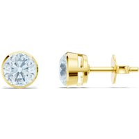 Aquamarine Round Bezel 5mm Earrings in 18ct Gold