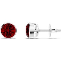 Ruby Round Bezel 5mm Earrings in 9ct White Gold