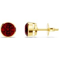 Ruby Round Bezel 5mm Earrings in 9ct Gold