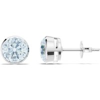 Aquamarine Round Bezel 6mm Earrings in 18ct White Gold