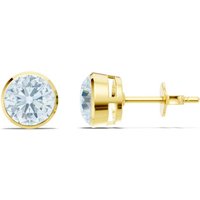 Aquamarine Round Bezel 6mm Earrings in 18ct Gold