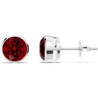 Ruby Round Bezel 6mm Earrings in 9ct White Gold
