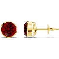 Ruby Round Bezel 6mm Earrings in 9ct Gold