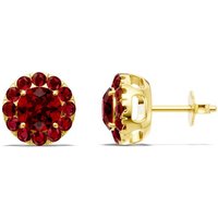 Ruby and Diamond Round Halo 6mm Earrings in 18ct Gold