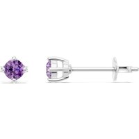 Amethyst Stud NSEW 3mm Prong Earrings in 9ct White Gold