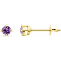 Amethyst Stud NSEW 3mm Prong Earrings in 9ct Gold