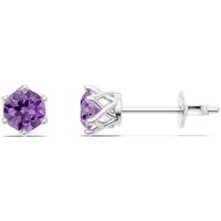 Amethyst 6 Prong Earrings in 9ct White Gold