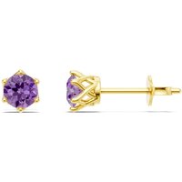 Amethyst 6 Prong Earrings in 18ct Gold