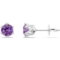 Amethyst 6 Prong 5mm Earrings in 18ct White Gold