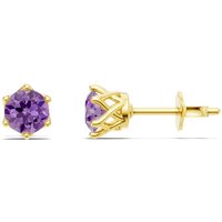Amethyst 6 Prong 5mm Earrings in 18ct Gold