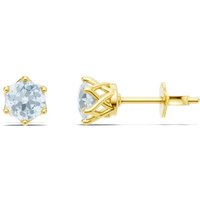 Aquamarine 6 Prong 5mm Earrings in 18ct Gold