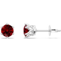 Ruby 6 Prong 5mm Earrings in 9ct White Gold