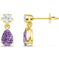 Amethyst and Diamond Pear Round Accent Earrings in 18ct Gold