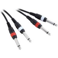 3m Twin Channel Audio Cable 2x 6.3mm Male Mono Jack to 2x 6.