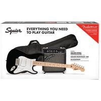 Sonic Stratocaster Pack Maple Fingerboard Black Gig Bag