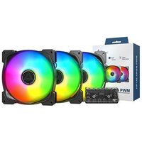 HP140 ARGB PWM 140mm Case Fan 3 Pack w Fan Hub