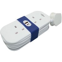 1.4 Metre Portable 2 Socket Travel Mains Extension Lead