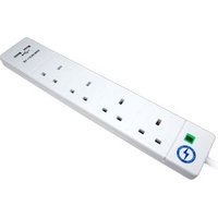 2 Metre 4 Socket Mains Extension Lead USB Ports