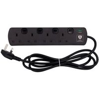 2 Metre 4 Socket Individually Switched Mains Extension Lead Blac