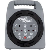 12 Metre 2 Socket Portable Cable Reel Grey