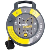 5 Metre 4 Socket Portable Cable Reel Grey