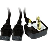 ScanFX 2m Kettle Lead UK Plug to Twin C13 Power Cable Connector Blac