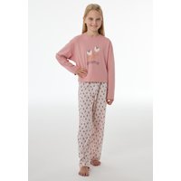 Schlafanzug lang Blumen altrosa - Nightwear 104