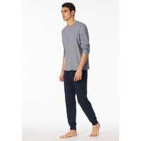 Schlafanzug lang Ringel Bündchen nachtblau - Casual Essentials 58