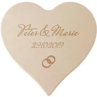 Holzherz mit Gravur zum Hochzeitstag 24 cm - mit Wunschtext und Symbolauswahl