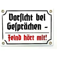 Schildershop24 34% Rabatt auf Emailleschild Vorsicht bei Gesprächen 17 x 12 cm