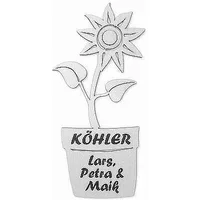 Schildershop24 Edelstahl Namensschild mit Klingel Blume 9 x 18 cm