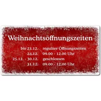 Türschild Öffnungszeiten in der Weihnachtszeit 200 x 100 mm 4 Farben zur Auswahl