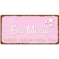Kinderzimmerschild im Vintage Look mit Wunschtext rosa 20 x 10 cm