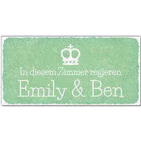 Kinderzimmer-Türschild mit Wunschtext vintage mint 20 x 10 cm