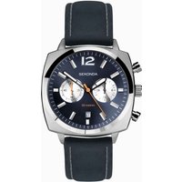 Sekonda Sekonda Airborne Men's Chronograph Watch | Silver Case & Blue Leather Strap with Blue Dial | 30027