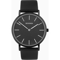 Sekonda Sekonda Minimal Ladies Watch | Black Alloy Case & Leather Strap with Black Dial | 40606