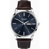 Sekonda Sekonda Classic Men's Watch | Silver Case & Leather Upper Strap with Blue Dial | 1662