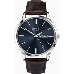 Sekonda Sekonda Classic Men's Watch | Silver Case & Leather Upper Strap With Blue Dial | 1662