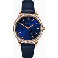 Sekonda Sekonda Day To Night Ladies Watch | Rose Gold Case & PU Strap with Blue Dial | 2453