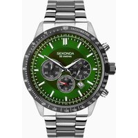 Sekonda Sekonda Velocity Chronograph Men's Watch | Silver Case & Stainless Steel Bracelet with Green Dial | 1913