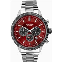 Sekonda Sekonda Velocity Chronograph Men's Watch | Silver Case & Stainless Steel Bracelet with Red Dial | 1914