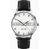 Sekonda Sekonda Originals Men's Watch | Silver Case & Black Leather Strap with Silver Dial | 1948