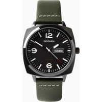 Sekonda Sekonda Airborne Men's Watch | Black Case & Green Leather Strap with Black Dial | 1990