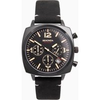 Sekonda Sekonda Airborne Men's Chronograph Watch | Black Case & Leather Strap with Black Dial | 1991